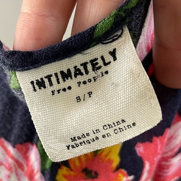 [S] Free People Navy Blue & Pink Softest Floral Maxi Dress Loungewear - Picture 13 of 13